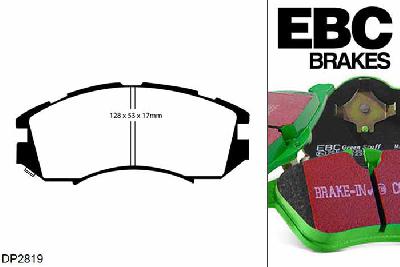 DP2819, Subaru Impreza, 1.5 1993-1996, EBC Greenstuff remblokken set vooras, Voor modellen met een remschijf diameter 242mm