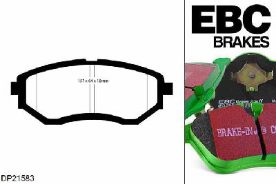 DP21583, Subaru Legacy, 2.5 Turbo 265 PK 2009-2014, EBC Greenstuff remblokken set vooras, Voor modellen met een remschijf diameter 316mm