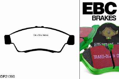 DP21390, Suzuki Liana, 1.3 2001-2008, EBC Greenstuff remblokken set vooras, Voor modellen met een remschijf diameter 245mm