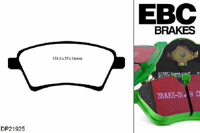 DP21925, Suzuki SX4, 1.5 2009-2010, EBC Greenstuff remblokken set vooras, Voor modellen met TRW remklauwen aan de vooras, Voor modellen met een remschijf diameter 280mm