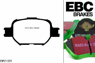 DP21325, Toyota Celica, 1.8 (ZZT230) 140 PK 2002-2006, EBC Greenstuff remblokken set vooras, Voor modellen met Akebono remklauwen aan de vooras, Voor modellen met een remschijf diameter 274mm