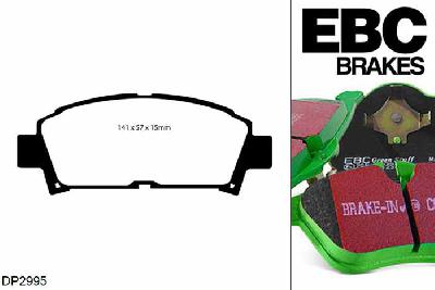 DP2995, Toyota MR2 Mk2, 2.0 Turbo (Import) 1992-2000, EBC Greenstuff remblokken set vooras, Voor modellen met Akebono remklauwen aan de vooras, Voor modellen met een remschijf diameter 276mm