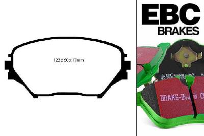 DP61402, Toyota Rav 4, 2.0 TD 2001-2006, EBC Greenstuff remblokken set vooras, Voor modellen met Akebono remklauwen aan de vooras, Voor modellen met een remschijf diameter 275mm