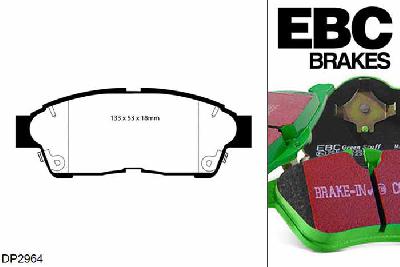 DP2964, Toyota Starlet, 1.3 (EP91) (ABS) 1996-2000, EBC Greenstuff remblokken set vooras, Voor modellen met Sumitomo remklauwen aan de vooras, Voor modellen met een remschijf diameter 238mm