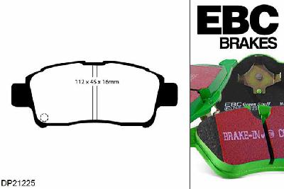 DP21225, Toyota Yaris, 1.0 (SCP10) 1999-2003, EBC Greenstuff remblokken set vooras, Voor modellen met een remschijf diameter 235mm