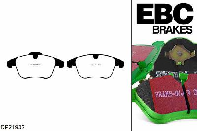 DP21932, Volvo S80 Mk2, 2.0 2008-2016, EBC Greenstuff remblokken set vooras, Voor modellen met ATE remklauwen aan de vooras, Voor modellen met een remschijf diameter 300mm