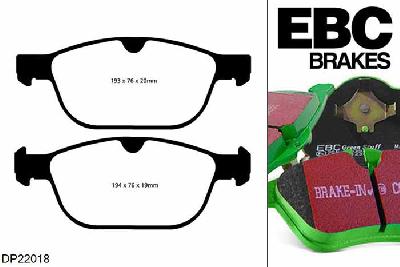 DP22018, Volvo XC60, 2.0 Turbo 2010-2015, EBC Greenstuff remblokken set vooras, Voor modellen met ATE remklauwen aan de vooras, Voor modellen met een remschijf diameter 328mm