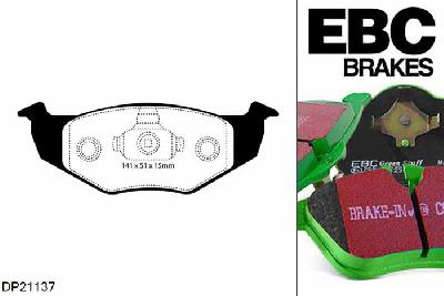 DP21137, VW Golf Mk4, 1.4 16v 1997-1998, EBC Greenstuff remblokken set vooras, Voor modellen met VW remklauwen aan de vooras, Voor modellen met een remschijf diameter 256mm