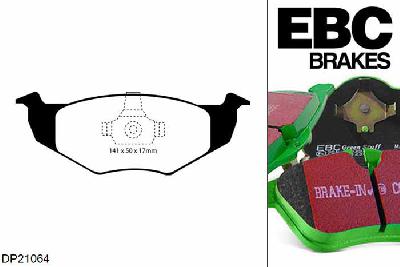 DP21064, VW Lupo, 1.7 D 1998-1999, EBC Greenstuff remblokken set vooras, Voor modellen met VW remklauwen aan de vooras, Voor modellen met een remschijf diameter 239mm