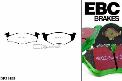 DP21498, VW Polo (9N), 1.2 2002-2009, EBC Greenstuff remblokken set vooras, Voor modellen met een remschijf diameter 239mm