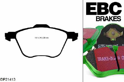 DP21413, VW Sharan, 1.9 TDI 4x4 2000-2005, EBC Greenstuff remblokken set vooras, Voor modellen met ATE remklauwen aan de vooras, Voor modellen met een remschijf diameter 313mm