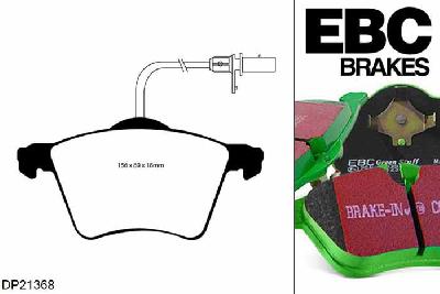 DP21368, VW Sharan, 2.0 TDI 2005-2010, EBC Greenstuff remblokken set vooras, Voor modellen met ATE remklauwen aan de vooras, Voor modellen met een remschijf diameter 300mm