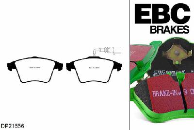 DP21556, VW Transporter (Kombi)/Camper Van, 2.0 Turbo (T6) 150 PK 2015-, EBC Greenstuff remblokken set vooras, Voor modellen met ATE remklauwen aan de vooras, Voor modellen met een remschijf diameter 308mm