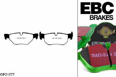 DP21577, BMW 1 Series (E88) Convertible, 125 i (3.0) 2008-2010, EBC Greenstuff remblokken set achteras, Voor modellen met ATE remklauwen aan de achteras, Voor modellen met remschijf diameter van 300mm aan de achteras