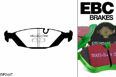 DP2447, BMW 3 Series (E30), 324 (2.4 TD) 1987-1993, EBC Greenstuff remblokken set achteras, Voor modellen met ATE remklauwen aan de achteras, Voor modellen met remschijf diameter van 258mm aan de achteras
