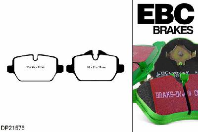 DP21576, BMW 3 Series (E90) Sedan, 316 d (2.0 TD) 2009-2012, EBC Greenstuff remblokken set achteras, Voor modellen met TRW remklauwen aan de achteras, Voor modellen met remschijf diameter van 296mm aan de achteras