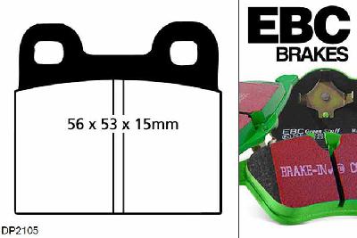 DP2105, BMW 6 Series (E24), 633 (3.3) 1976-1982, EBC Greenstuff remblokken set achteras, Voor modellen met ATE remklauwen aan de achteras, Voor modellen met remschijf diameter van 272mm aan de achteras