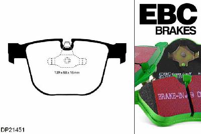 DP21451, BMW 7 Series (E65), 745 (4.4) 2002-2005, EBC Greenstuff remblokken set achteras, Voor modellen met ATE remklauwen aan de achteras, Voor modellen met remschijf diameter van 345mm aan de achteras