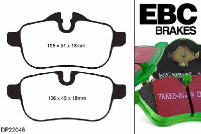DP22046, BMW Z4, 2.0 Turbo (E89) (28) 245 PK 2011-2016, EBC Greenstuff remblokken set achteras, Voor modellen met TRW remklauwen aan de achteras, Voor modellen met remschijf diameter van 300mm aan de achteras