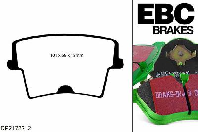 DP21722/2, Chrysler 300C, 3.0 TD 2011-, EBC Greenstuff remblokken set achteras, Voor modellen met remschijf diameter van 320mm aan de achteras