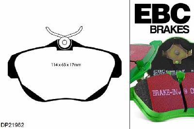 DP21962, Citroen C6, 3.0 TD 2009-2013, EBC Greenstuff remblokken set achteras, Voor modellen met remschijf diameter van 302mm aan de achteras