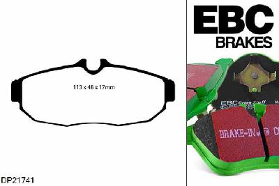 DP21741, Ford Mustang (5th Generation), 4.6 GT 2005-2010, EBC Greenstuff remblokken set achteras, Voor modellen met remschijf diameter van 300mm aan de achteras