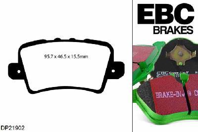 DP21902, Honda Civic (8th Gen), 1.8 (FN) 2006-2012, EBC Greenstuff remblokken set achteras, Voor modellen met TRW remklauwen aan de achteras, Voor modellen met remschijf diameter van 260mm aan de achteras