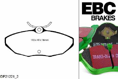 DP21221/2, Jaguar S-Type, 3.0 235 PK 2002-2006, EBC Greenstuff remblokken set achteras, Voor modellen met Girling/TRW remklauwen aan de achteras, Voor modellen met remschijf diameter van 288mm aan de achteras