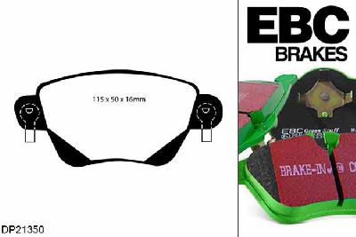 DP21350, Jaguar X Type, 2.1 2002-2005, EBC Greenstuff remblokken set achteras, Voor modellen met Bosch remklauwen aan de achteras, Voor modellen met remschijf diameter van 280mm aan de achteras