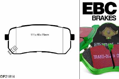 DP21814, Kia Carnival, 2.9 TD 2006-2009, EBC Greenstuff remblokken set achteras, Voor modellen met remschijf diameter van 323mm aan de achteras
