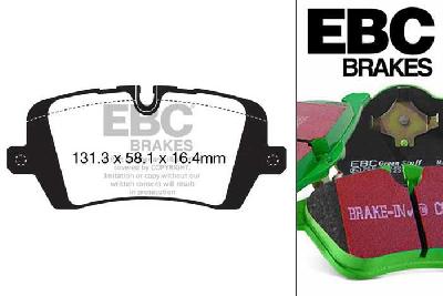DP62161, Landrover Discovery 5, 3.0 TD 258 PK 2017-, EBC Greenstuff remblokken set achteras, Voor modellen met TRW remklauwen aan de achteras, Voor modellen met remschijf diameter van 350mm aan de achteras