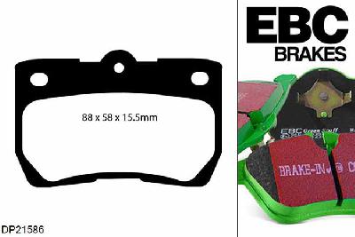 DP21586, Lexus IS250, 2.5 2005-2013, EBC Greenstuff remblokken set achteras, Voor modellen met remschijf diameter van 291mm aan de achteras
