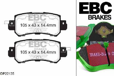 DP22135, Mazda CX-5 (1st Gen), 2.2 TD 175 PK 2012-2016, EBC Greenstuff remblokken set achteras, Voor modellen met remschijf diameter van 303mm aan de achteras