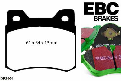 DP2464, Mercedes 190 (W201), 1.8 1990-1993, EBC Greenstuff remblokken set achteras, Voor modellen met ATE remklauwen aan de achteras, Voor modellen met remschijf diameter van 258mm aan de achteras