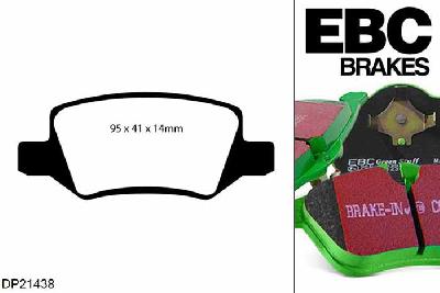 DP21438, Mercedes A-Class (W169), A160 (1.5) 2009-2012, EBC Greenstuff remblokken set achteras, Voor modellen met remschijf diameter van 258mm aan de achteras