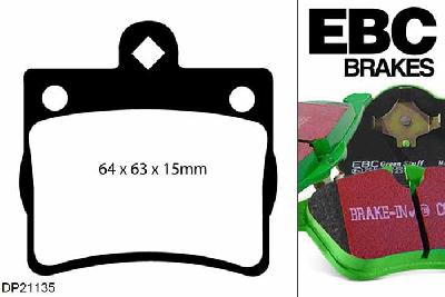 DP21135, Mercedes C-Class (W202), C250 D 1996-1997, EBC Greenstuff remblokken set achteras, Voor modellen met remschijf diameter van 258mm aan de achteras