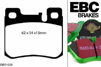 DP21026, Mercedes C-Class (W202), C280 (ASR) 1995-1997, EBC Greenstuff remblokken set achteras, Voor modellen met ATE remklauwen aan de achteras, Voor modellen met remschijf diameter van 278mm aan de achteras