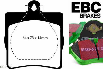 DP21191, Mercedes E-Class (W210), E200 D 1998-2002, EBC Greenstuff remblokken set achteras, Voor modellen met ATE remklauwen aan de achteras, Voor modellen met remschijf diameter van 278mm aan de achteras
