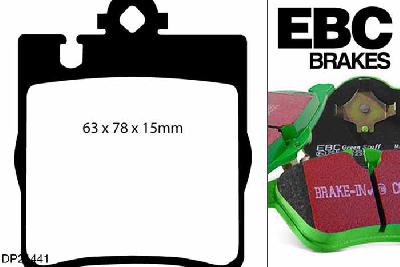 DP21441, Mercedes E-Class (W210), E430 1997-2003, EBC Greenstuff remblokken set achteras, Voor modellen met ATE remklauwen aan de achteras, Voor modellen met remschijf diameter van 290mm aan de achteras