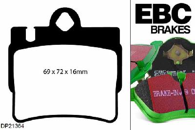 DP21364, Mercedes S-Class (W220), S500 1999-2002, EBC Greenstuff remblokken set achteras, Voor modellen met remschijf diameter van 300mm aan de achteras