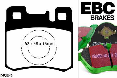 DP2846, Mercedes SL-Class (R129), SL280 1993-1996, EBC Greenstuff remblokken set achteras, Voor modellen met ATE remklauwen aan de achteras, Voor modellen met remschijf diameter van 278mm aan de achteras