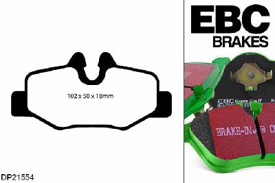 DP21554, Mercedes Vito, 3.5 2007-2014, EBC Greenstuff remblokken set achteras, Voor modellen met Bosch remklauwen aan de achteras, Voor modellen met remschijf diameter van 296mm aan de achteras
