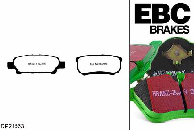DP21563, Mitsubishi Lancer, 1.6 Sport 2003-2007, EBC Greenstuff remblokken set achteras, Voor modellen met remschijf diameter van 262mm aan de achteras