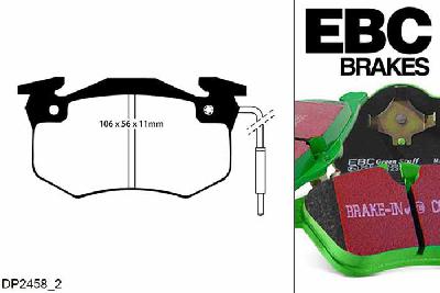 DP2458/2, Peugeot 306, 2.0 16v 1997-2001, EBC Greenstuff remblokken set achteras, Voor modellen met Bendix remklauwen aan de achteras, Voor modellen met remschijf diameter van 248mm aan de achteras