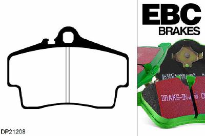 DP21208, Porsche Boxster (Cast Iron Discs only), 2.7 1999-2004, EBC Greenstuff remblokken set achteras, Voor modellen met Brembo remklauwen aan de achteras, Voor modellen met remschijf diameter van 292mm aan de achteras