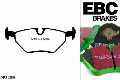DP21289, Rover 75, 2.0 1999-2005, EBC Greenstuff remblokken set achteras, Voor modellen met ATE remklauwen aan de achteras, Voor modellen met remschijf diameter van 280mm aan de achteras