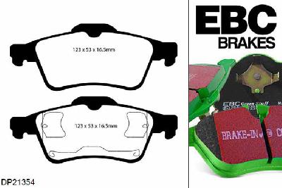 DP21354, Saab 9-mrt, 1.8 Turbo 2002-2004, EBC Greenstuff remblokken set achteras, Voor modellen met ATE remklauwen aan de achteras, Voor modellen met remschijf diameter van 278mm aan de achteras