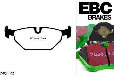 DP21405, Saab 9-mei, 2.3 Turbo 220 PK 2003-2005, EBC Greenstuff remblokken set achteras, Voor modellen met ATE remklauwen aan de achteras, Voor modellen met remschijf diameter van 286mm aan de achteras