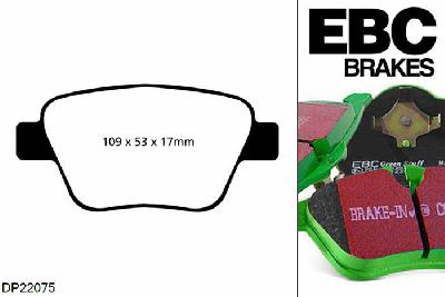 DP22075, Skoda Octavia (1Z), 1.4 80 PK 2009-2013, EBC Greenstuff remblokken set achteras, Voor modellen met Bosch remklauwen aan de achteras, Voor modellen met remschijf diameter van 272mm aan de achteras