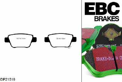 DP21519, Toyota Avensis, 2.2 TD 2005-2008, EBC Greenstuff remblokken set achteras, Voor modellen met remschijf diameter van 280mm aan de achteras